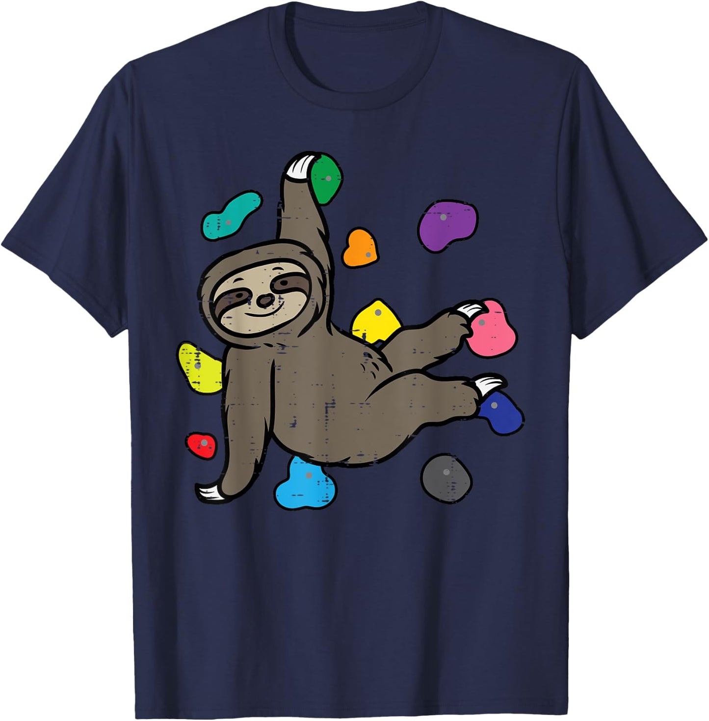 Rock Climbing Sloth Cute Climber Boys Girls Kids Women Men T-Shirt - T-Shirt | Navy