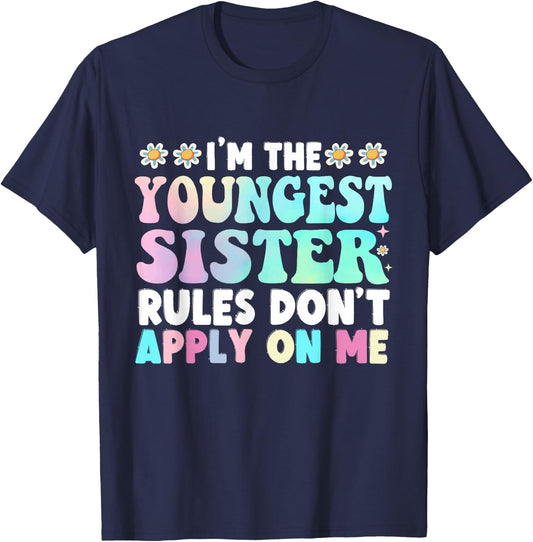I'm The Youngest Sister Funny Family T-Shirt - T-Shirt | Navy