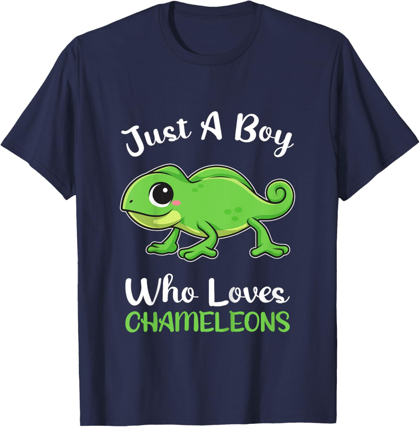 Kids Just A Boy Loves Chameleons Boys Kids Pajamas T-Shirt - T-Shirt | Navy