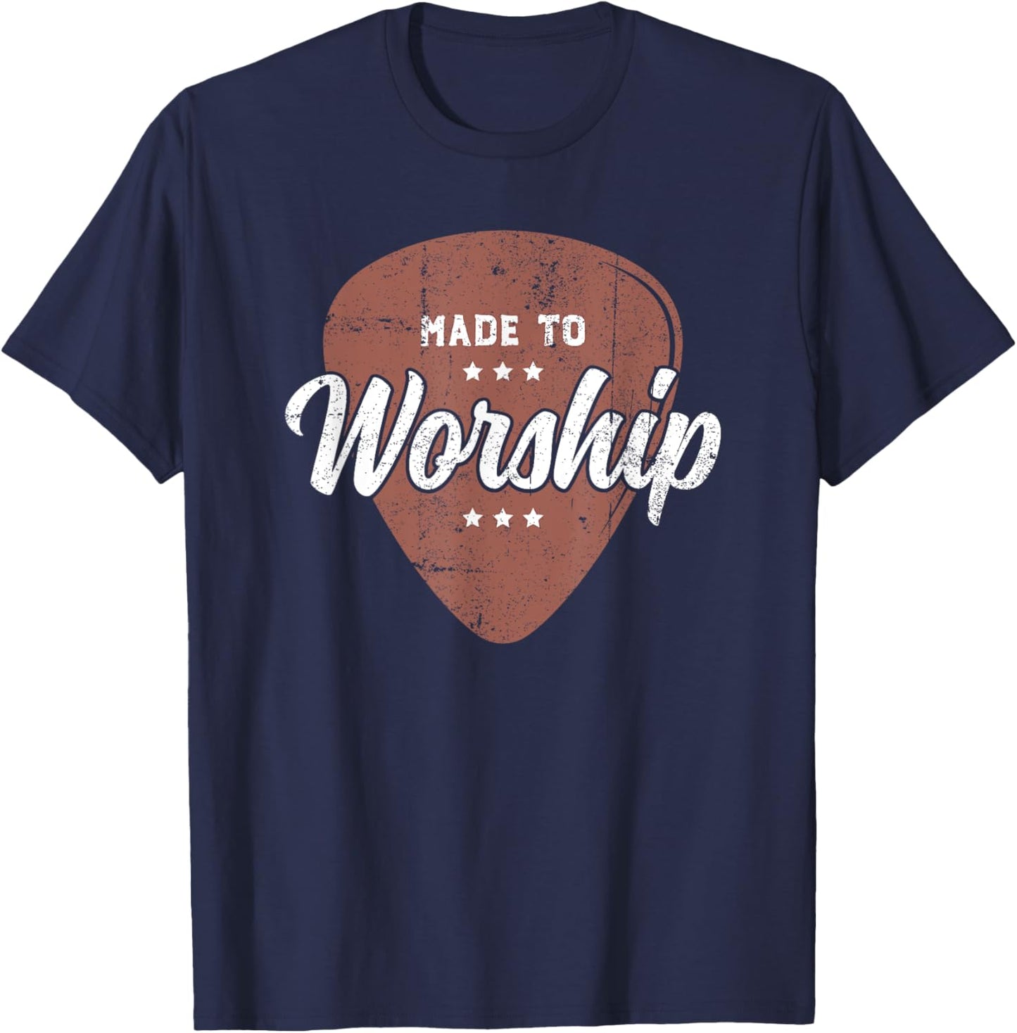 Made to Worship Guitar Praise Guitarist Christian Guitar T-Shirt - T-Shirt | Navy
