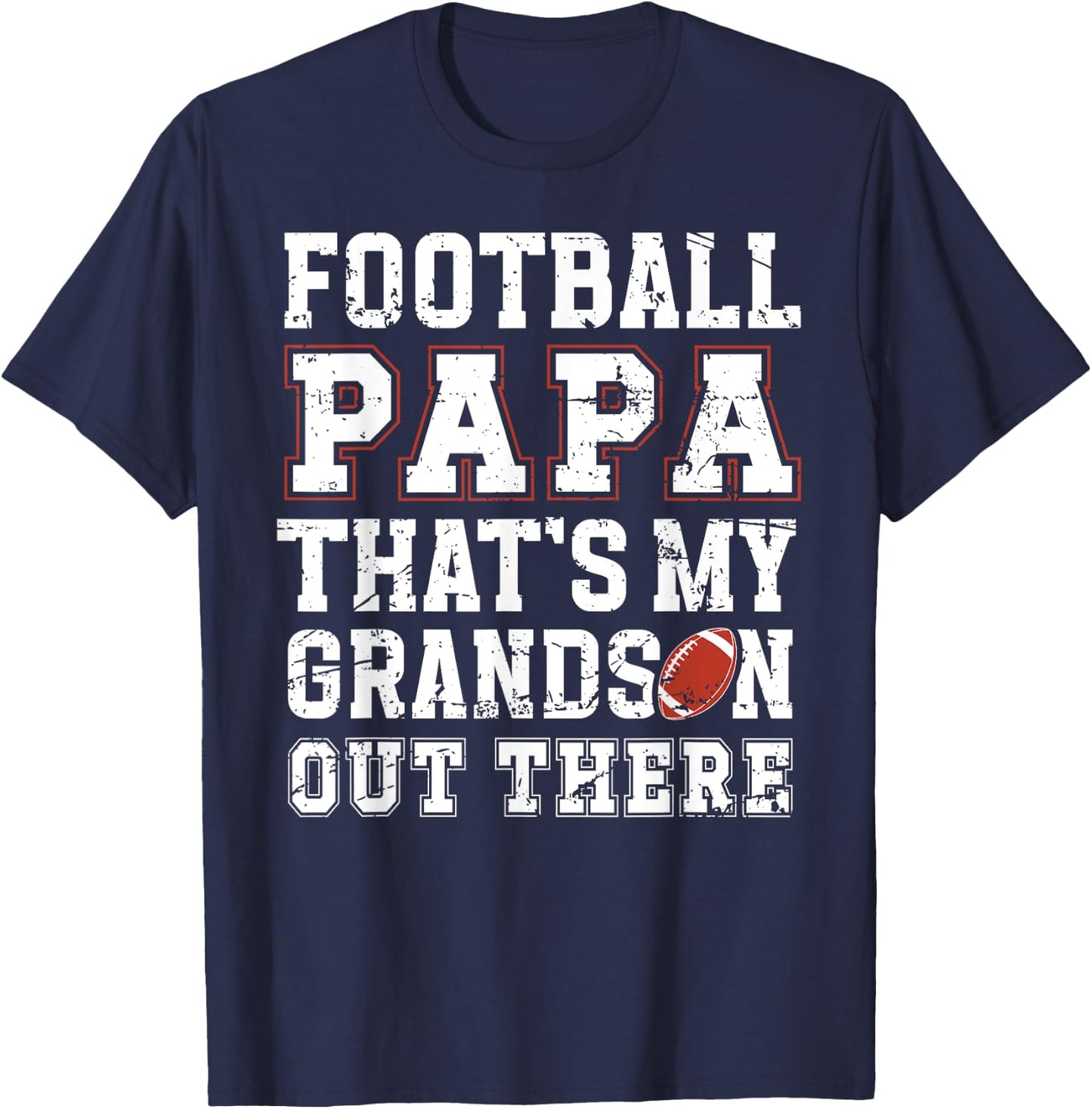Proud Football Papa Of A Football Player Papa T-Shirt - T-Shirt | Navy