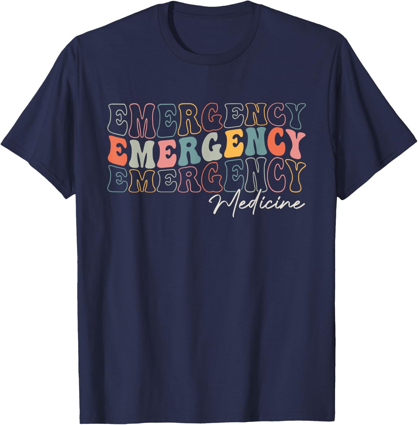 Emergency Medicine Emergency Room Healthcare Retro Groovy T-Shirt - T-Shirt | Navy