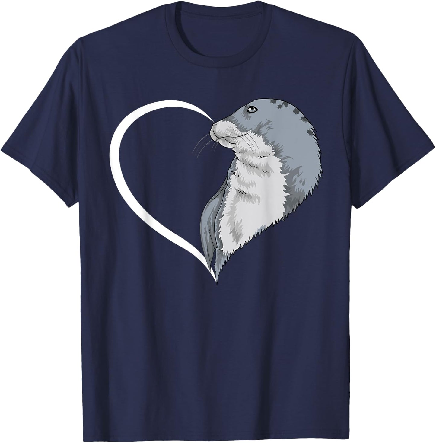 Seal Shirts Girls Kids Heart Cute Seal T-Shirt - T-Shirt | Navy