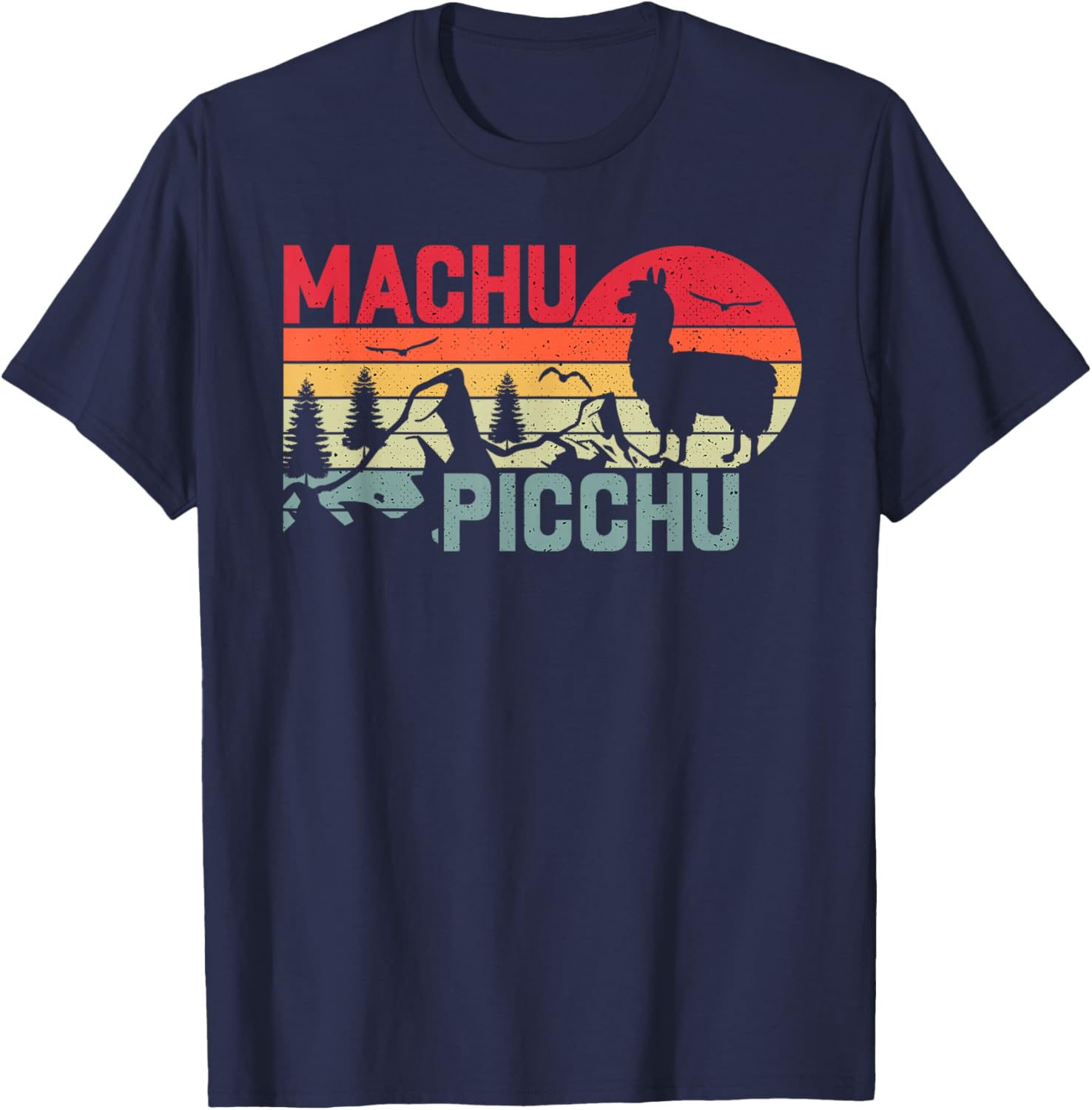 Retro Machu Picchu Peruvian Pride Peru Travel T-Shirt - T-Shirt | Navy