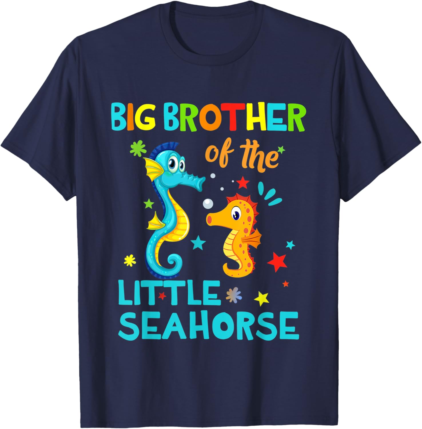 Big Brother Of Seahorse Shirts Birthday Shirts Matching T-Shirt - T-Shirt | Navy