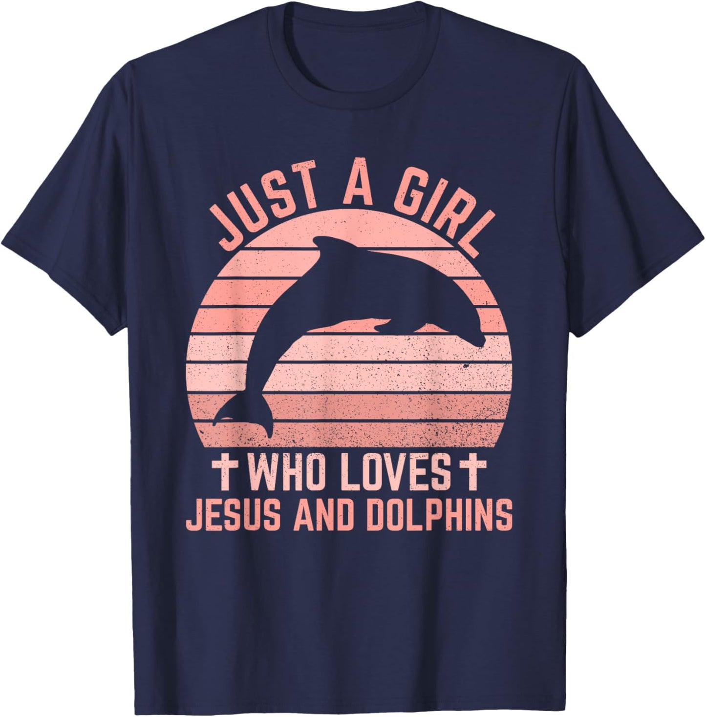 Jesus And Dolphins - Christian Girl And Women T-Shirt - T-Shirt | Navy