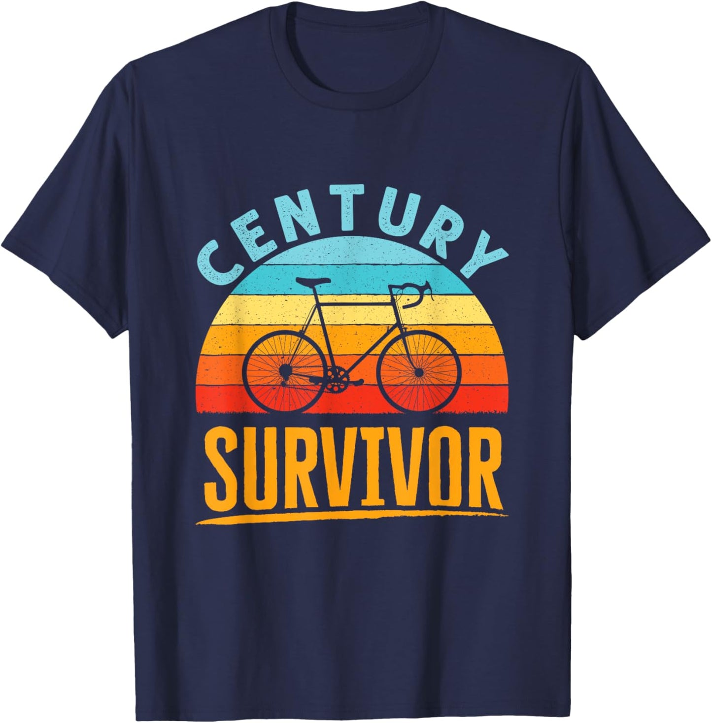 Century Survivor 100 Mile Bicycle Road Cycling Ride T-Shirt - T-Shirt | Navy