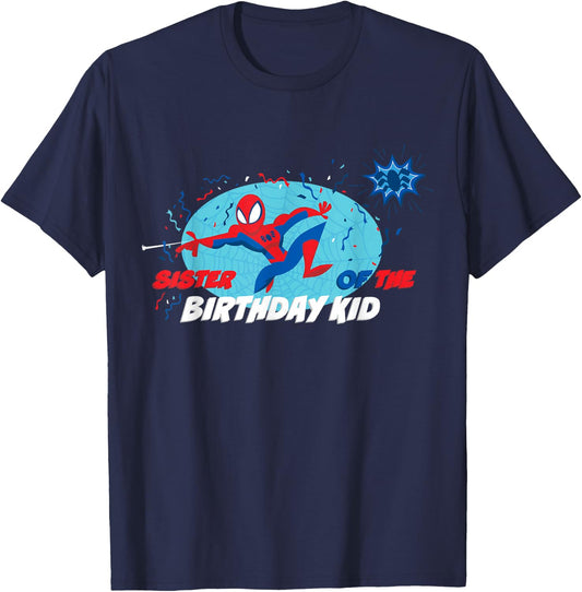 Marvel Spider-Man Toon Family Sister of the Birthday Kid T-Shirt - T-Shirt | Navy