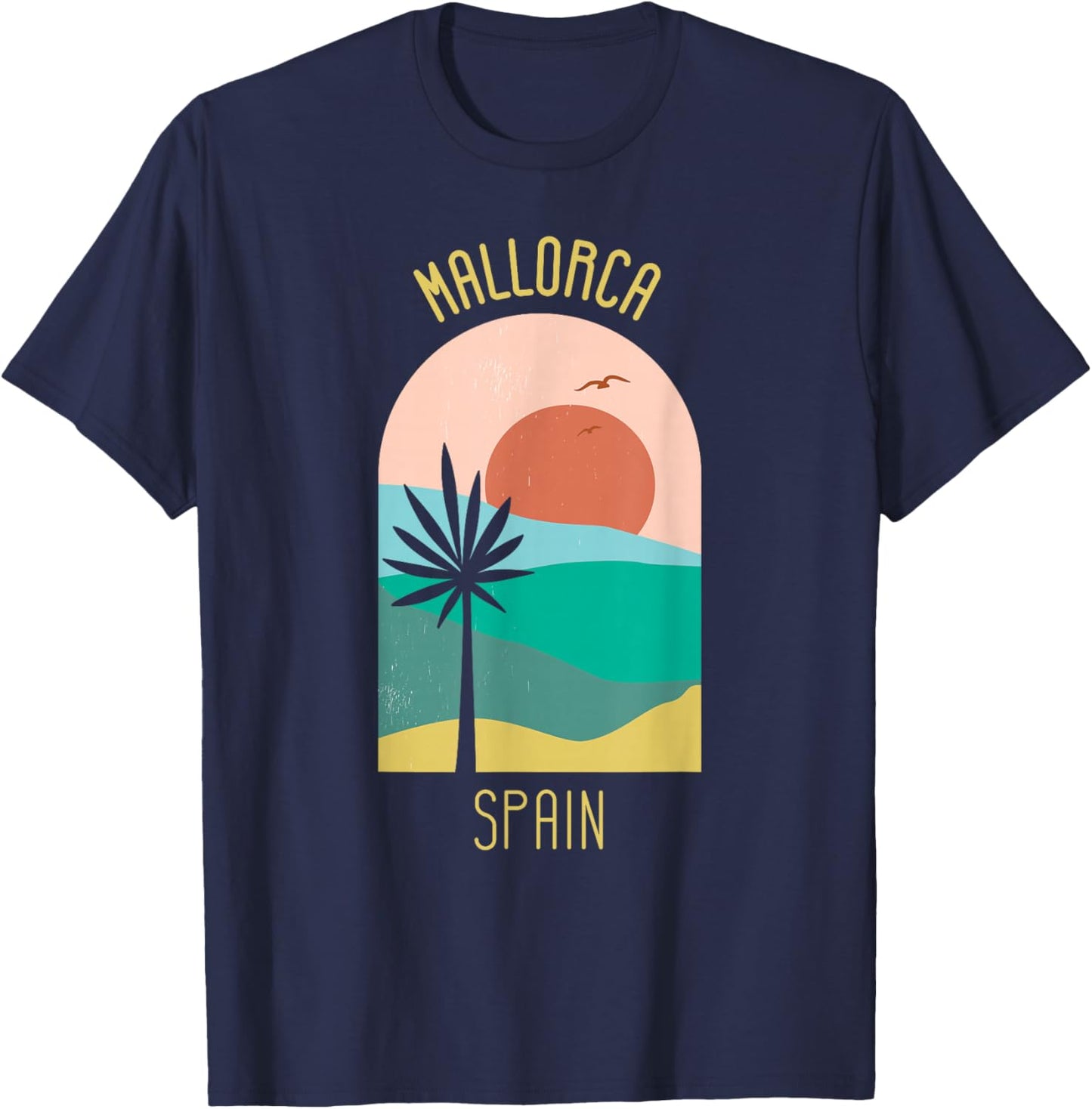 Mallorca Spain - Boho Vintage Vacation Souvenir T-Shirt - T-Shirt | Navy