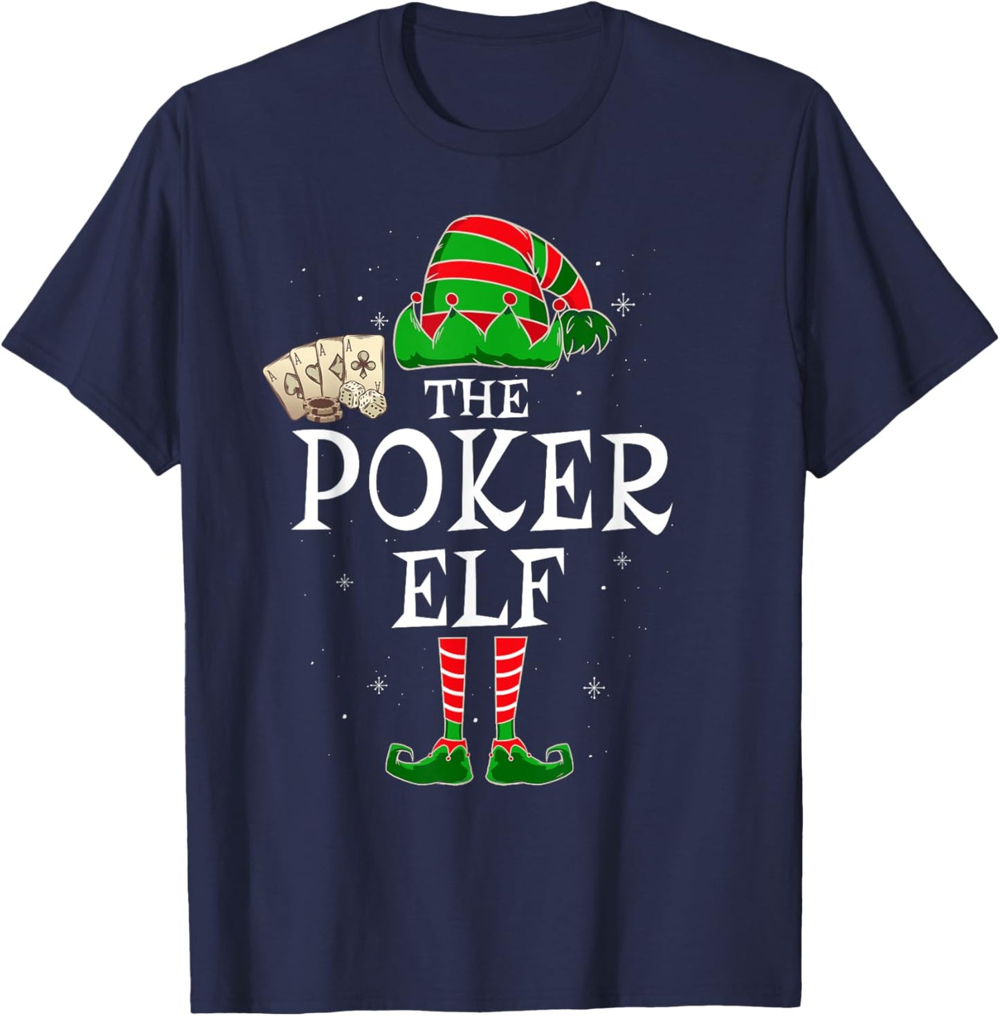 The Poker Elf Group Matching Family Christmas Player Funny T-Shirt - T-Shirt | Navy