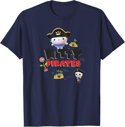 Gabby's Dollhouse Kitty Pirates Treasure Map T-Shirt - T-Shirt | Navy