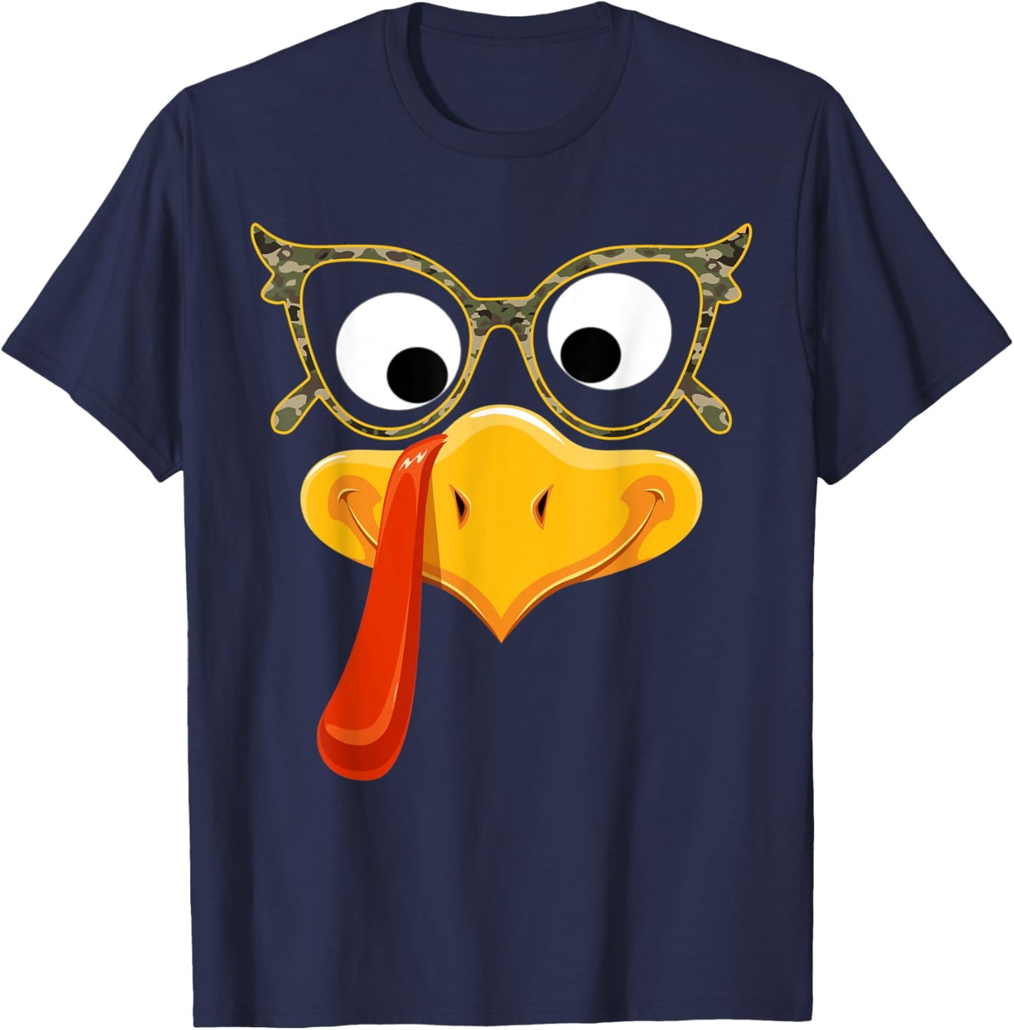 Turkey Face Thanksgiving Family Camoflauge Sunglasses Camo T-Shirt - T-Shirt | Navy