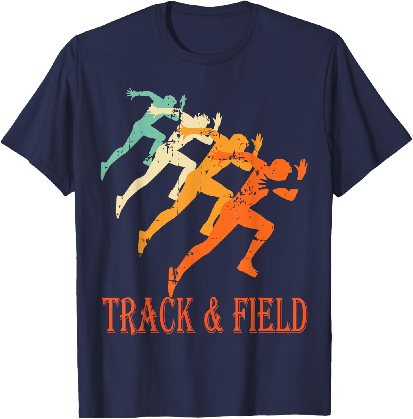 Retro Running Vintage Track and Field T-Shirt - T-Shirt | Navy