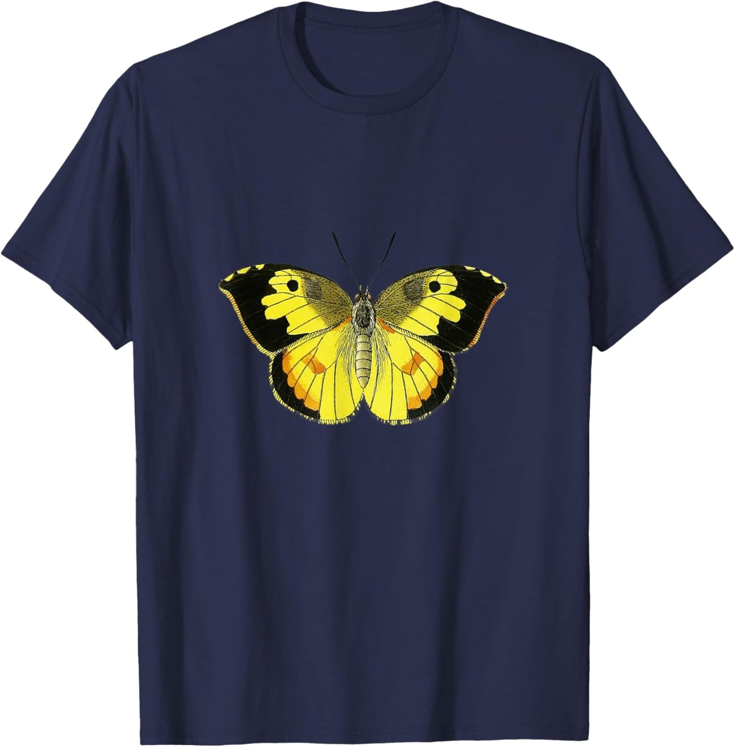 Colorful black and yellow butterfly. T-Shirt - T-Shirt | Navy