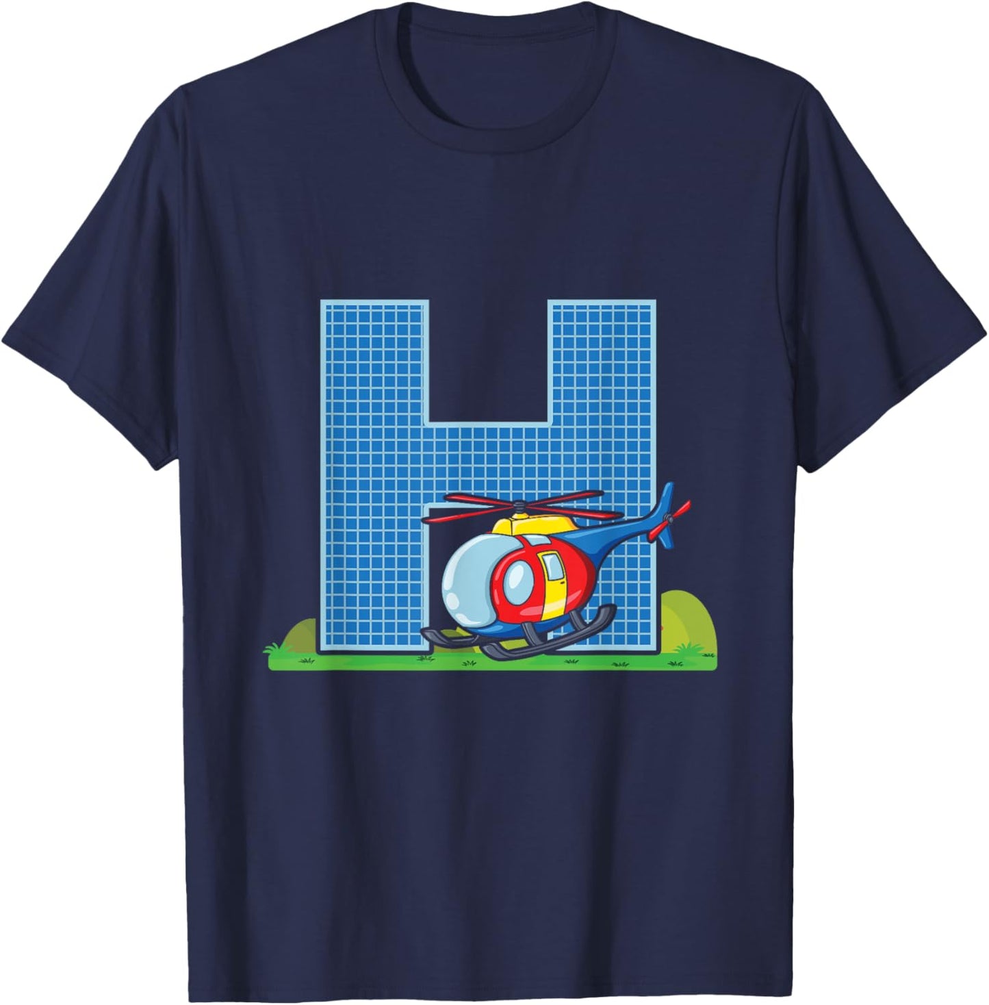 Letter H Helicopter Alphabet Last Name Consonant Initials T-Shirt - T-Shirt | Navy