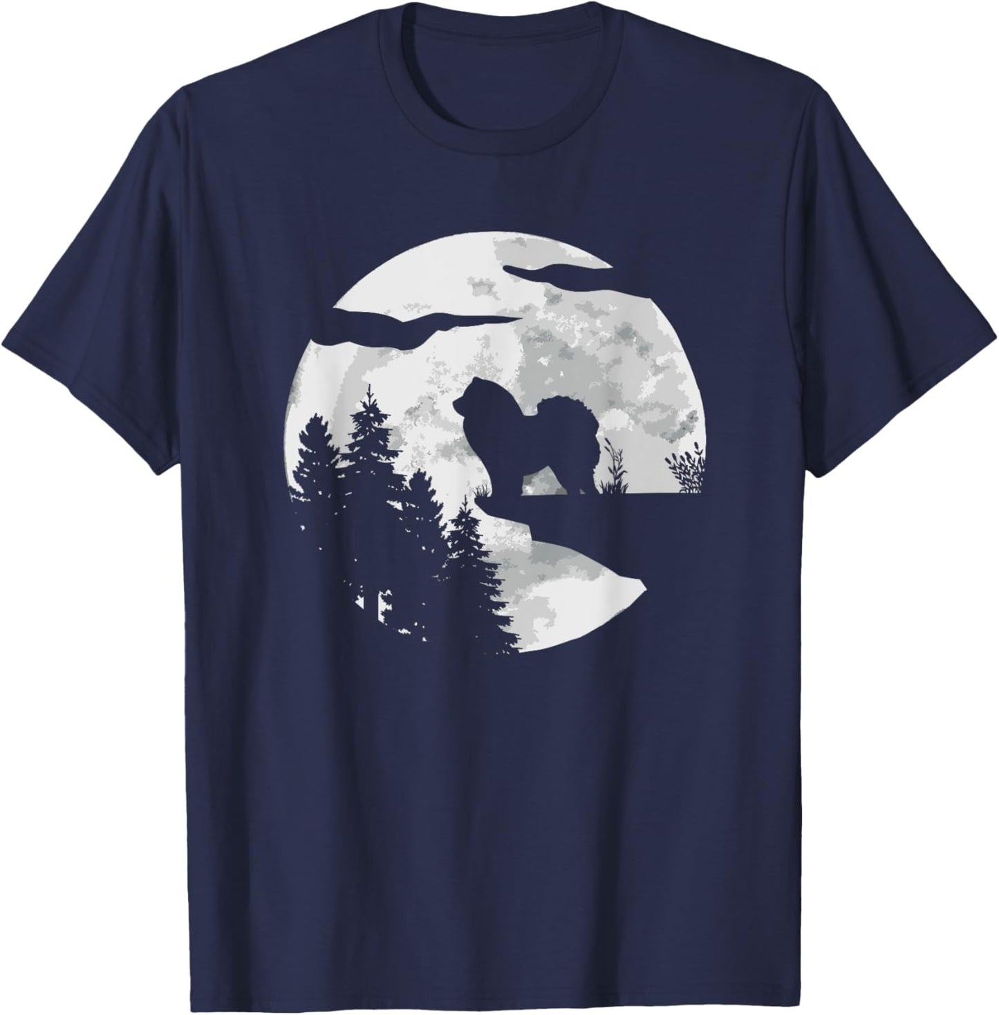 Chow Chow Dog Breed Full Moon at Night - Dog Owner Chow Chow Men Women Girls Kids T-Shirt - T-Shirt | Navy