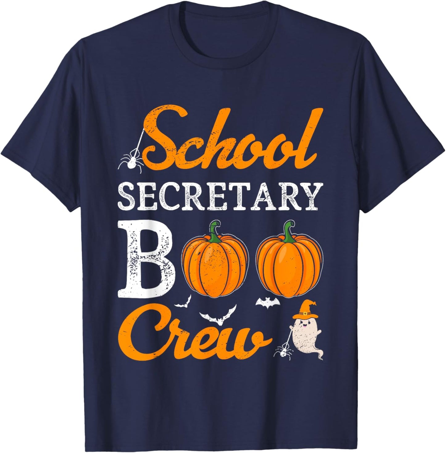 School Secretary Boo Crew Halloween School Office Squad T-Shirt - T-Shirt | Navy