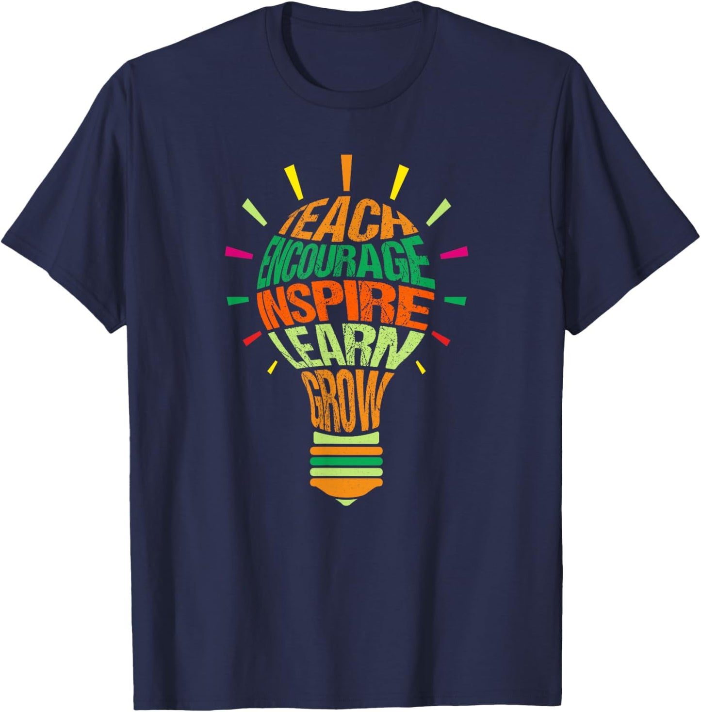 Teacher Inspirational Definition Colorful Lightbulb Women T-Shirt - T-Shirt | Navy