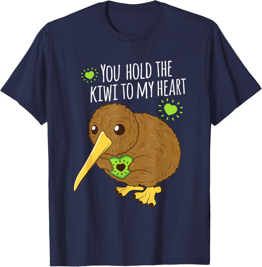 You Hold The Kiwi To My Heart Funny Bird Fruit Lovers Outfit T-Shirt - T-Shirt | Navy