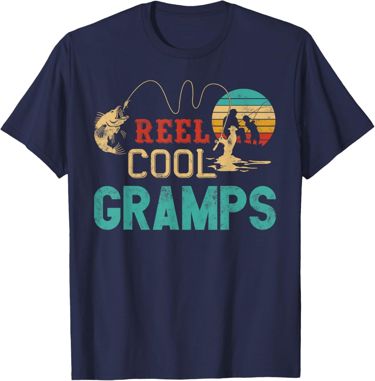 Reel Cool Gramps vintage funny fishing rod gifts for Gramps T-Shirt - T-Shirt | Navy