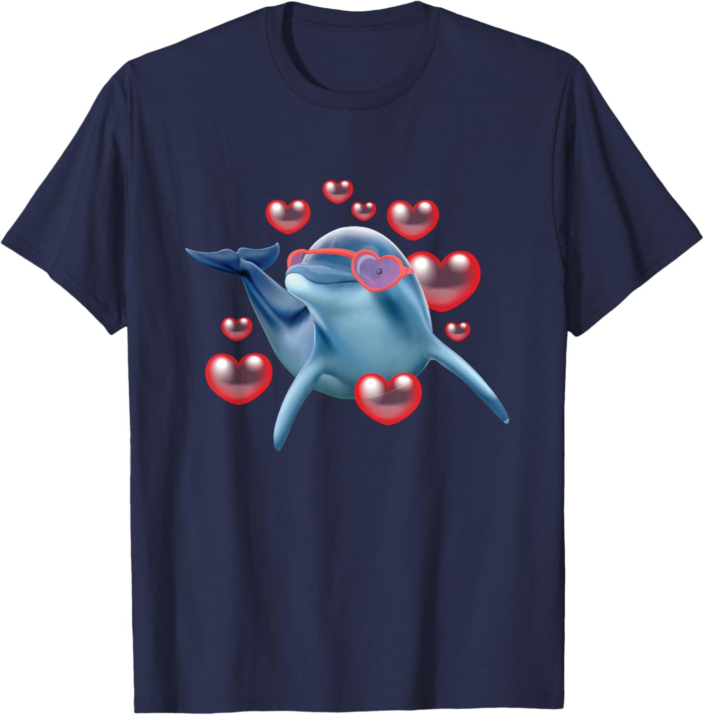 Dolphin In Love - Sea Animal Lover Marine Biologist T-Shirt - T-Shirt | Navy