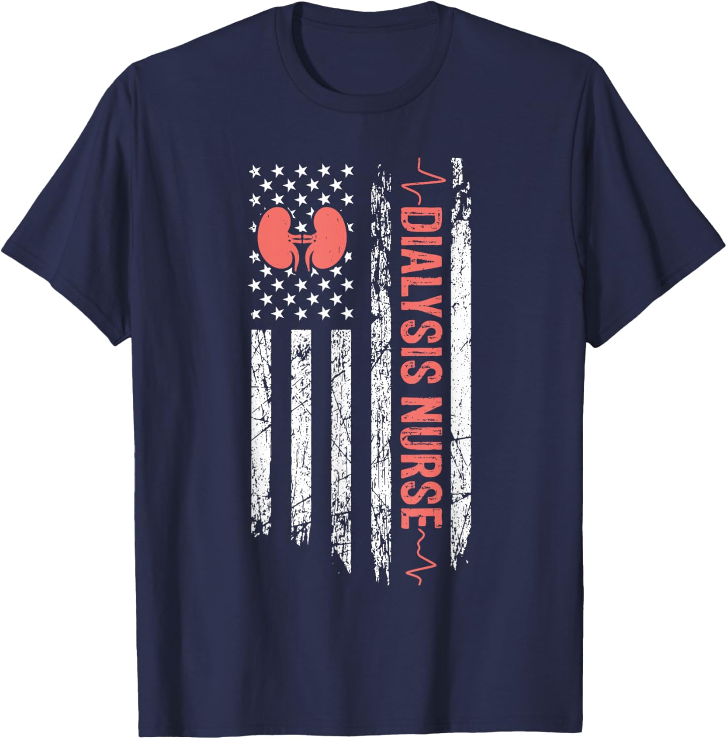 USA Flag Dialysis Nurse - RN Patriotic Nephrology Nurse Men T-Shirt - T-Shirt | Navy