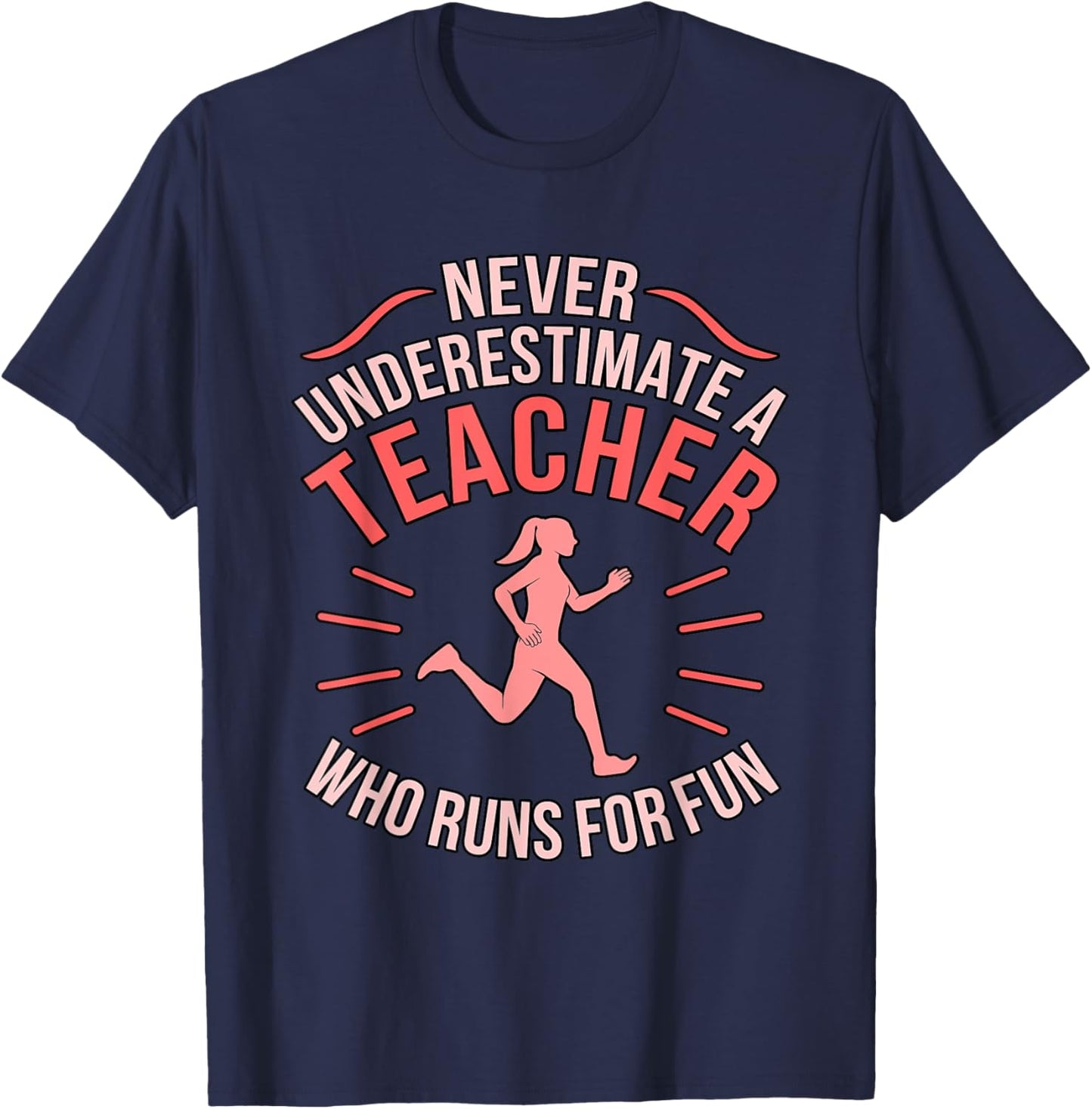 Teacher Who Runs Half Marathon Runner Running Lover Graphic T-Shirt - T-Shirt | Navy