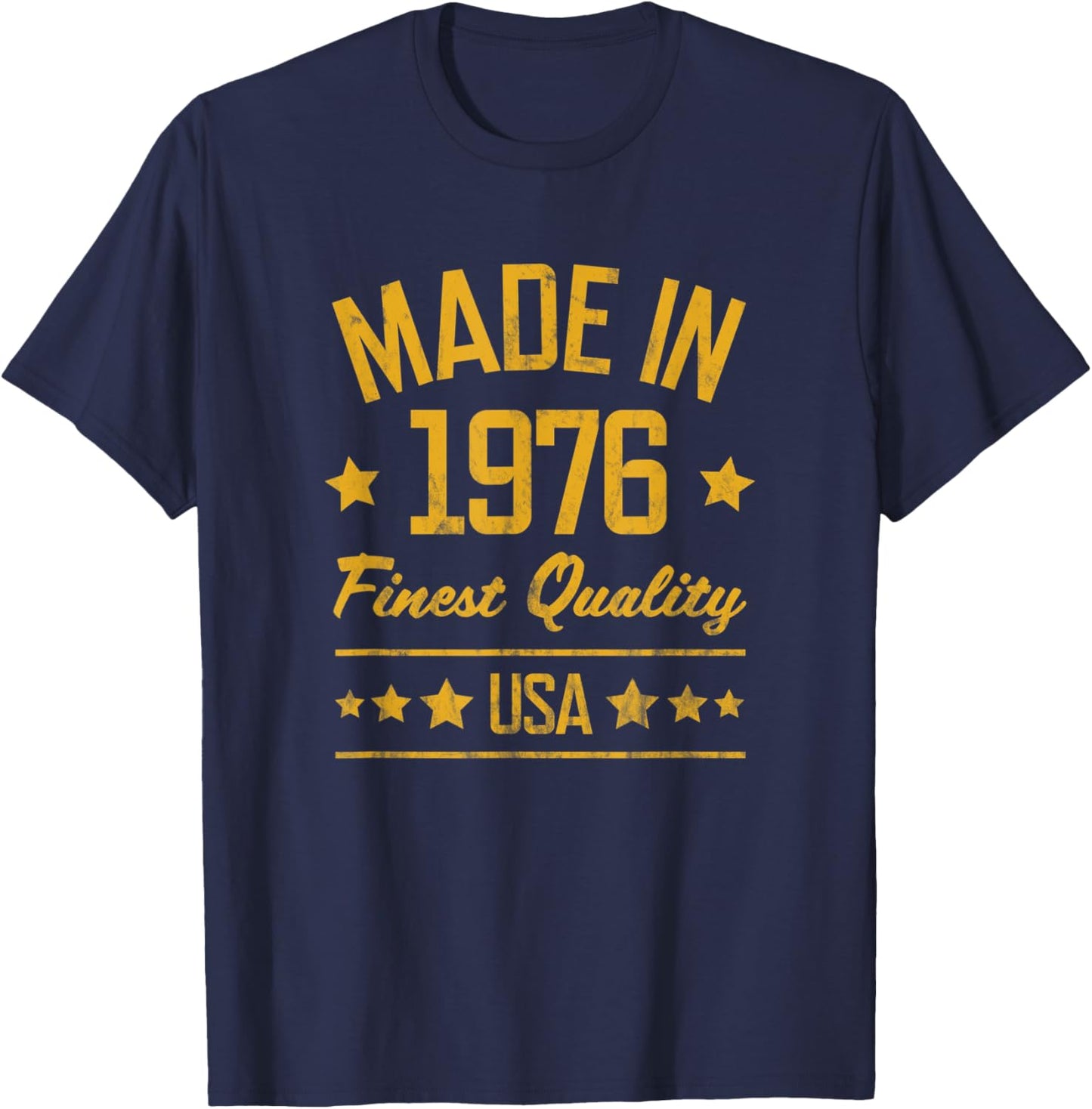 Made in 1976 Finest USA Yellow Gold Print T-Shirt - T-Shirt | Navy