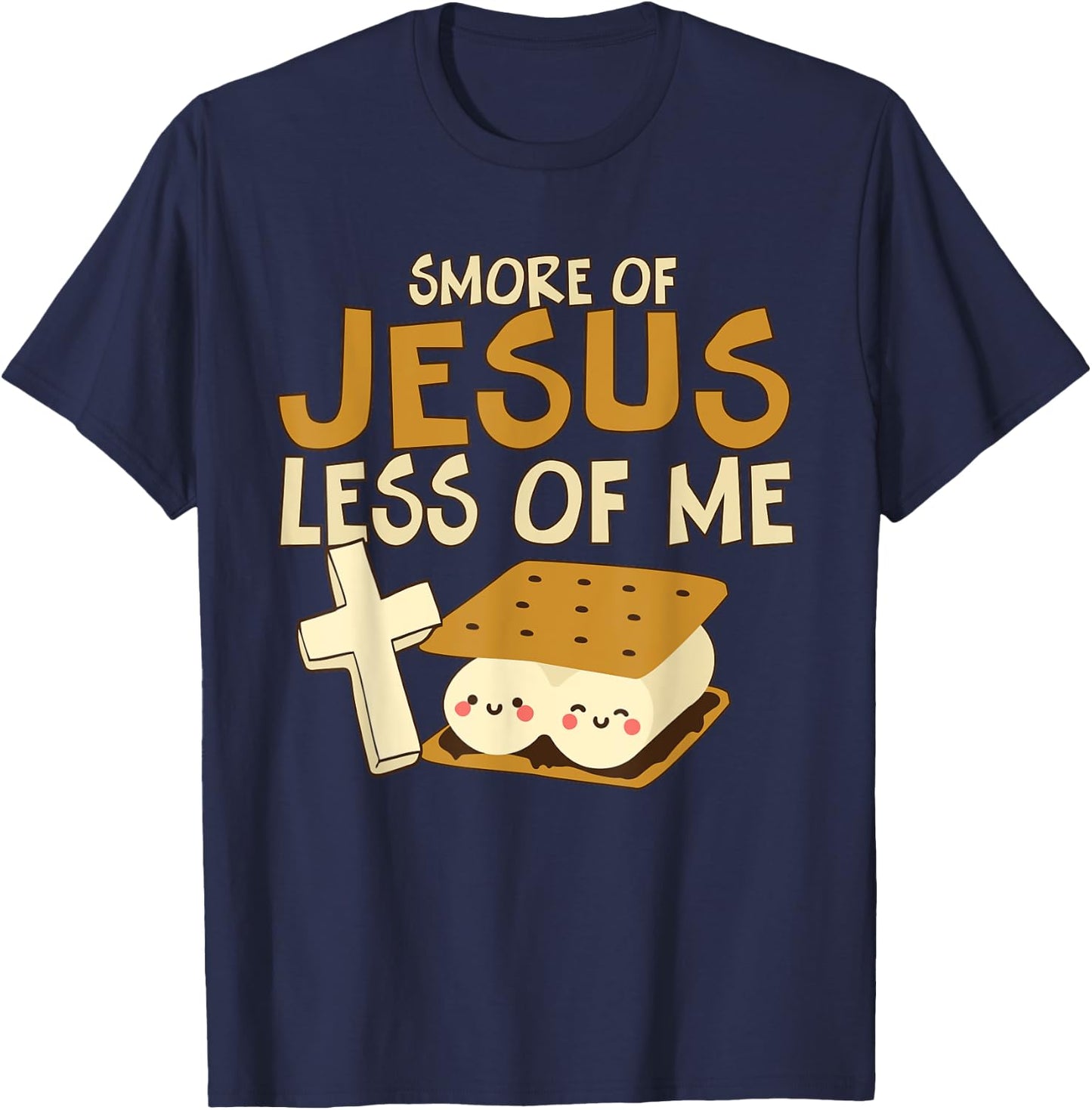Religious Camper Smore of Jesus Less of Me Holy Cross T-Shirt - T-Shirt | Navy