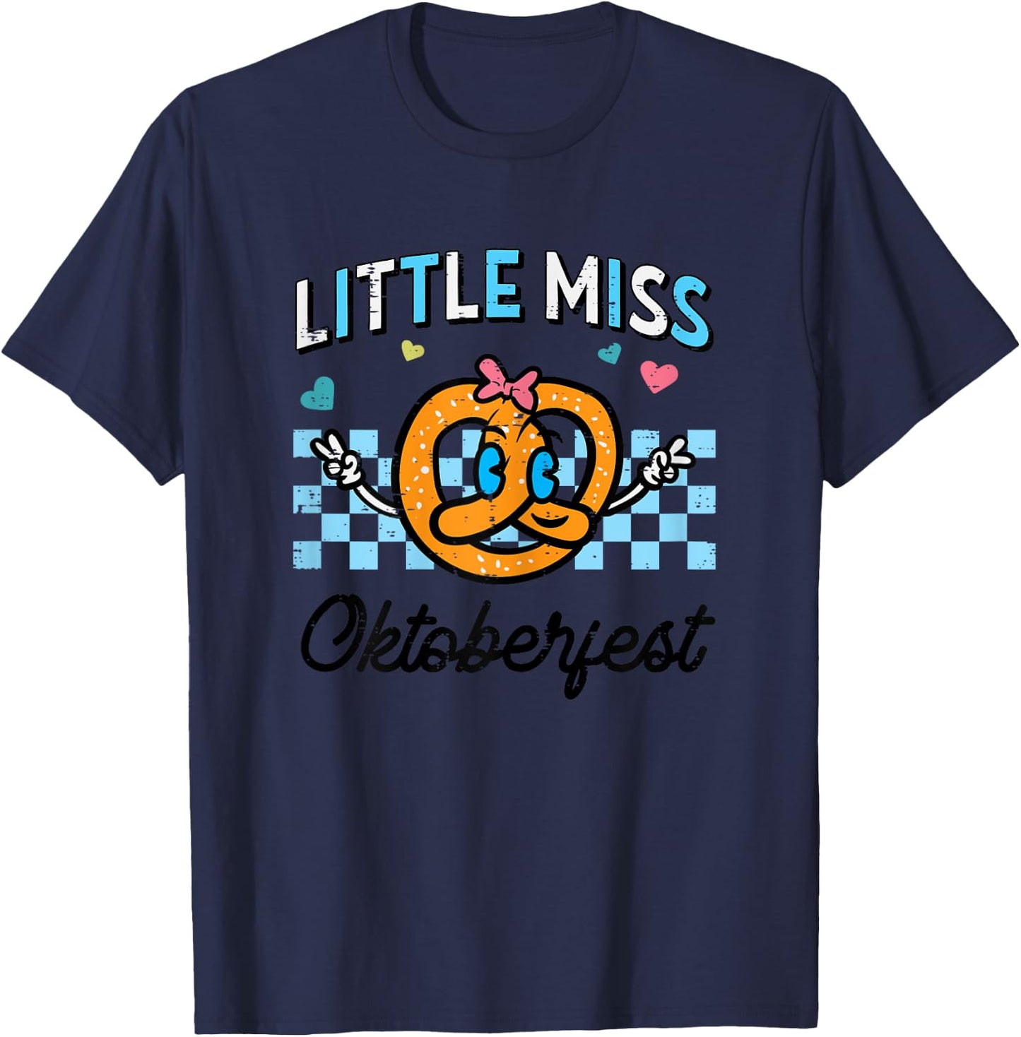 Little Miss Oktoberfest Pretzel German Toddler Girls Kids T-Shirt - T-Shirt | Navy