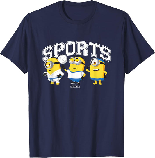Minions Sports Karate Football Swimming Big Chest Poster T-Shirt - T-Shirt | Navy