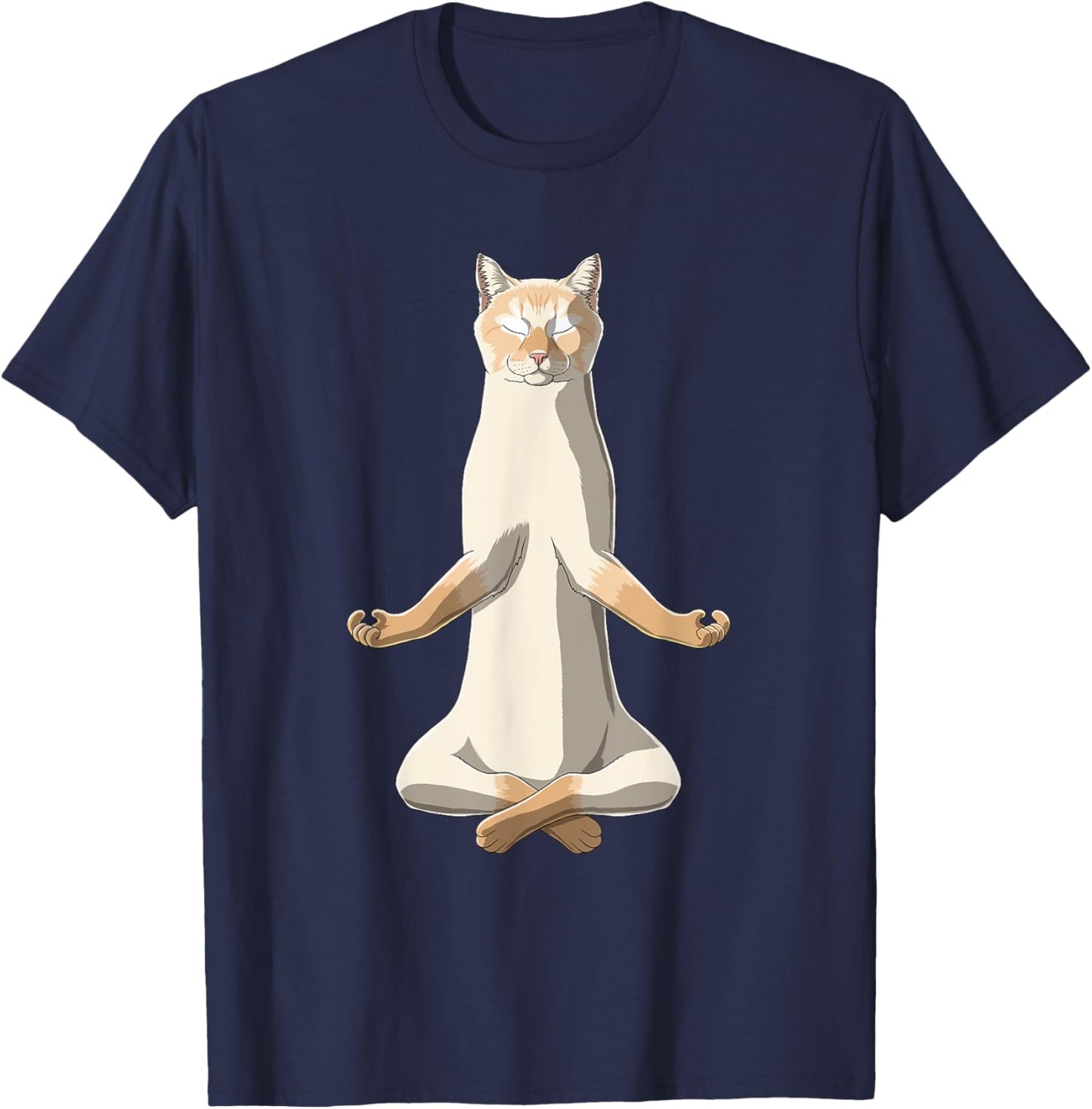Funny Yoga Flame Point Siamese Cat Men Women Girls Kids T-Shirt - T-Shirt | Navy