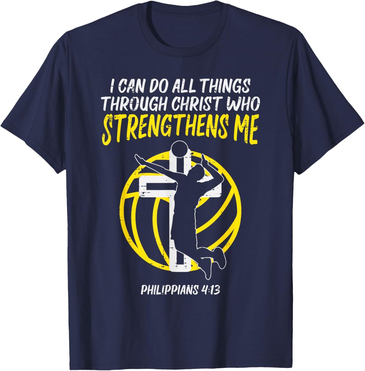 Can Do All Things Volleyball Religious Christian Men Women T-Shirt - T-Shirt | Navy
