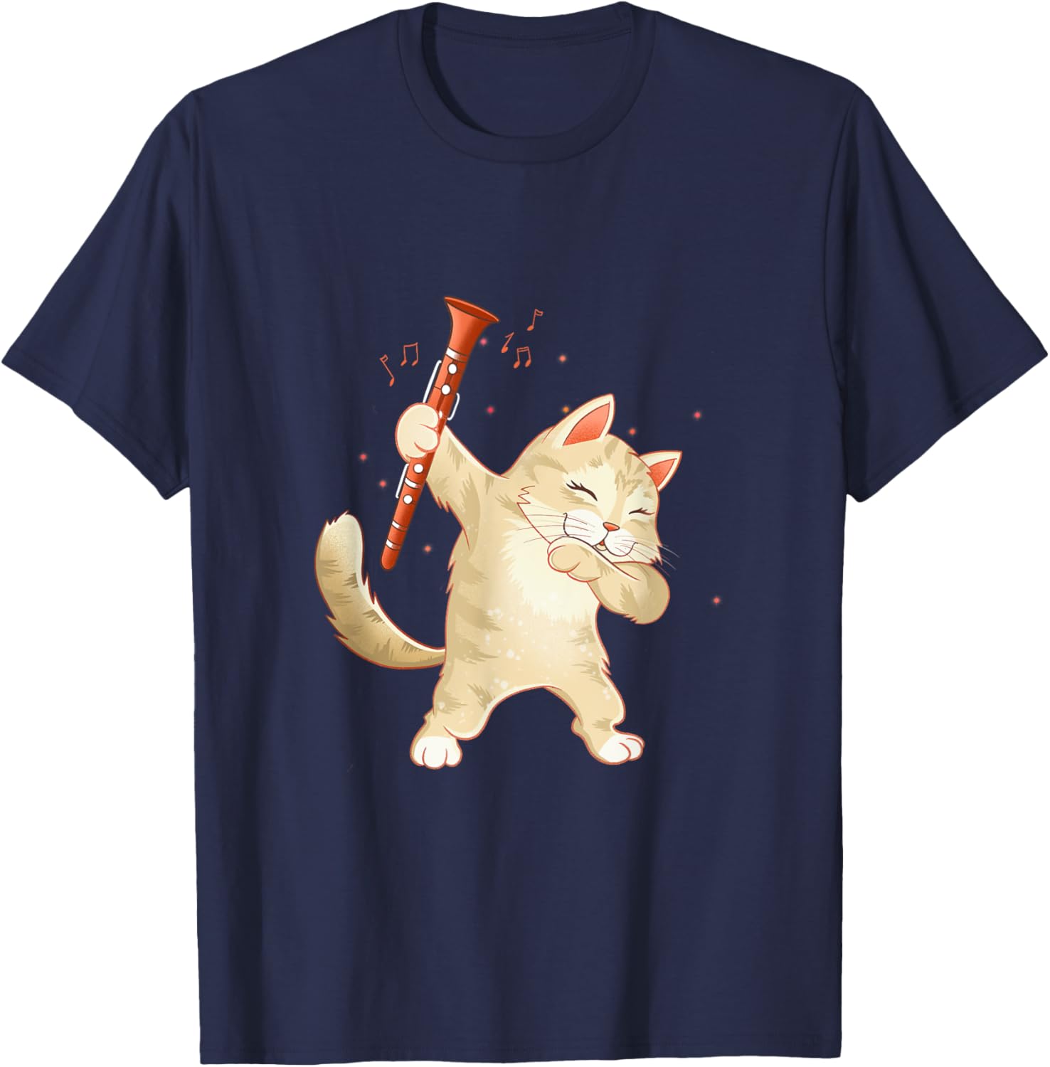 Funny Clarinet Dabbing Cat Lover Clarinetist Cat Men Women T-Shirt - T-Shirt | Navy