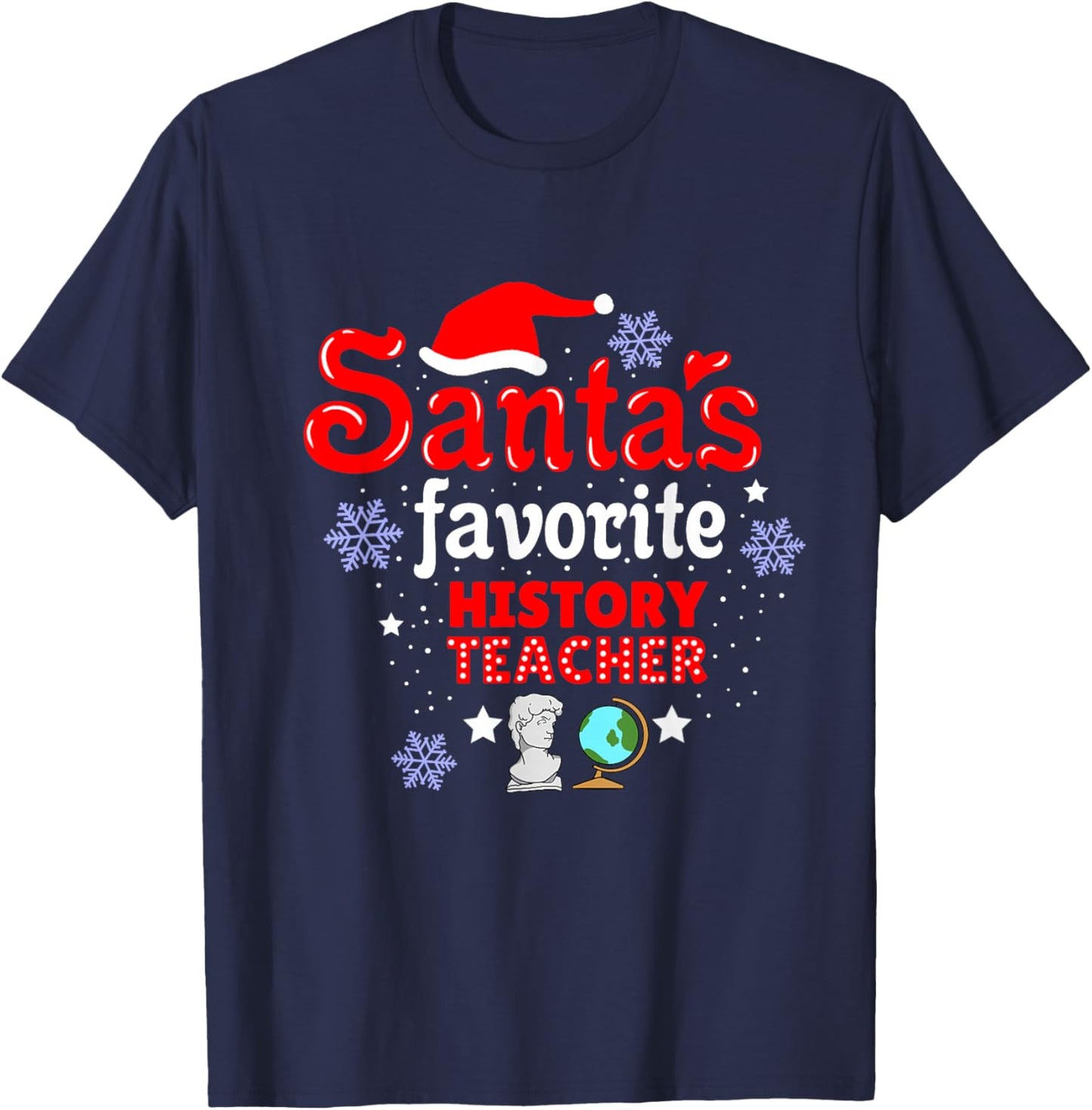 Santas Favorite History Teacher Christmas T-Shirt - T-Shirt | Navy
