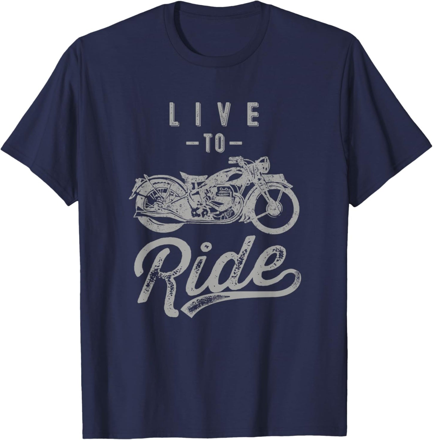Live to Ride Vintage Motorcycle Biker I love my Motorcycle T-Shirt - T-Shirt | Navy