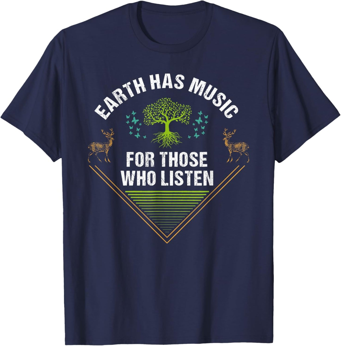 Walk with Nature Earth Music Hiking Themed Outdoor T-Shirt - T-Shirt | Navy