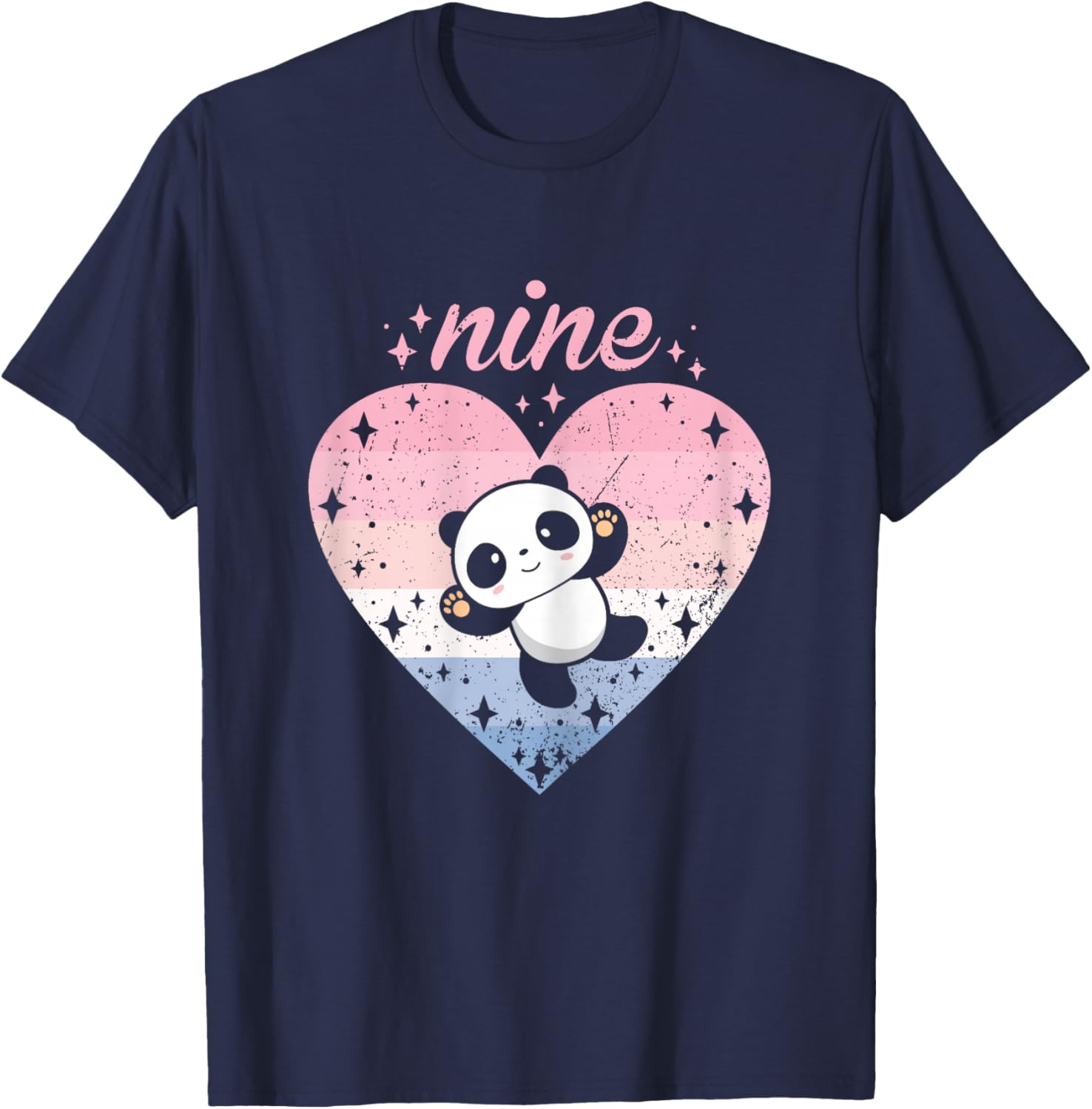 9 Year Old Cute Panda Birthday Girl 9th B-day T-Shirt - T-Shirt | Navy