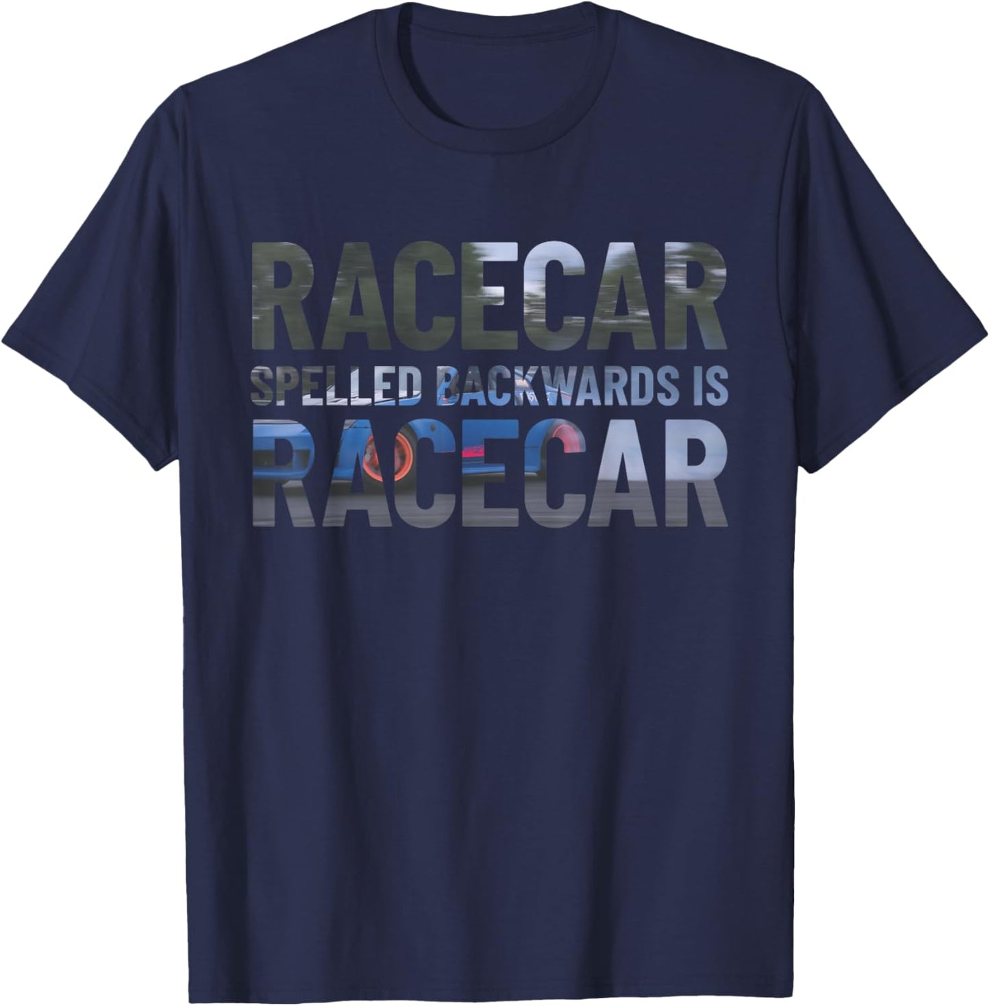 Shifty Driver Carguy Co. Racecar Spelled Backwards Is Still Racecar Funny Black Cotton T-Shirt - T-Shirt | Navy