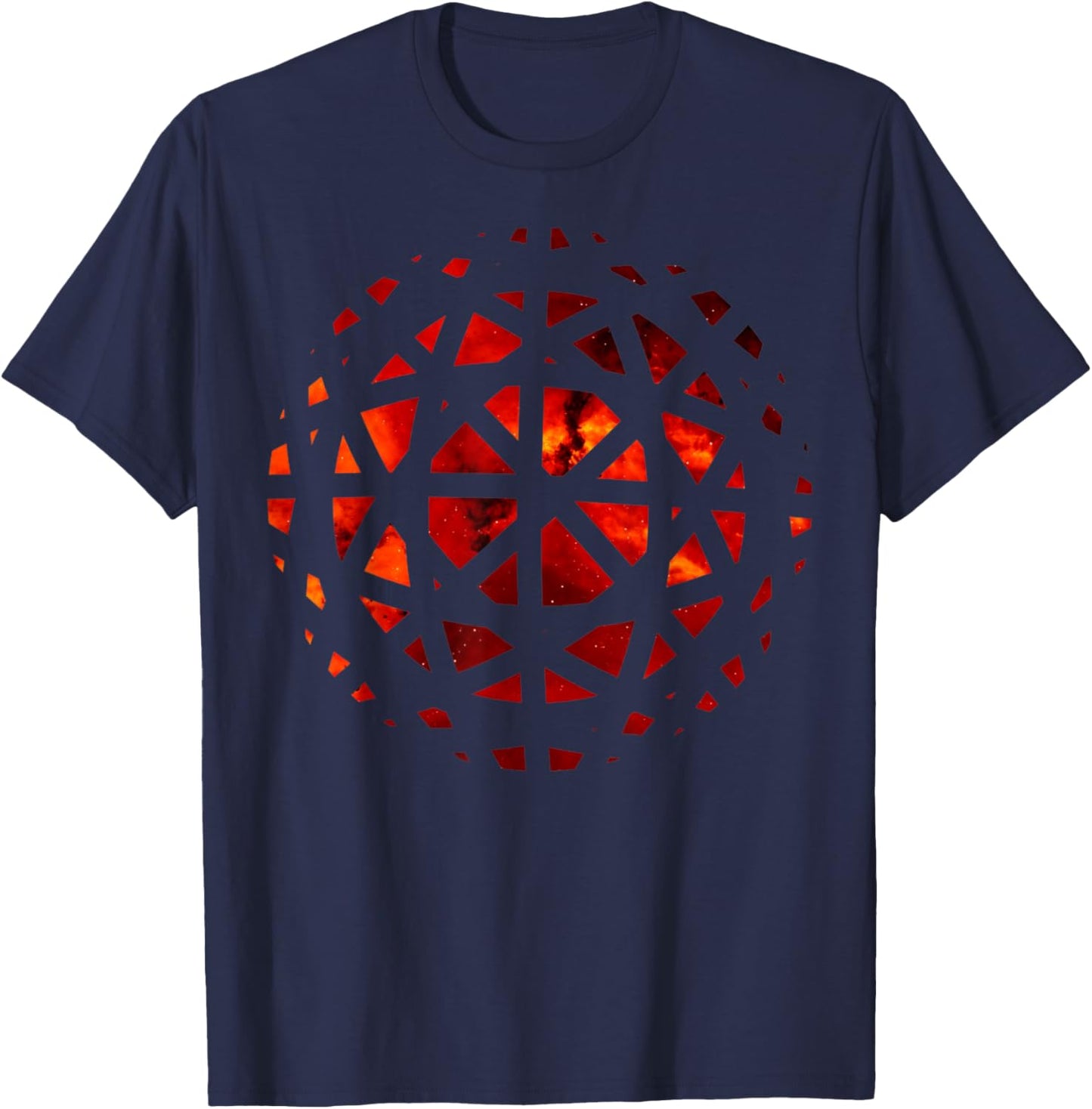 Fire Inside Passion Power Mandala Geometry Red Orange Flames T-Shirt - T-Shirt | Navy