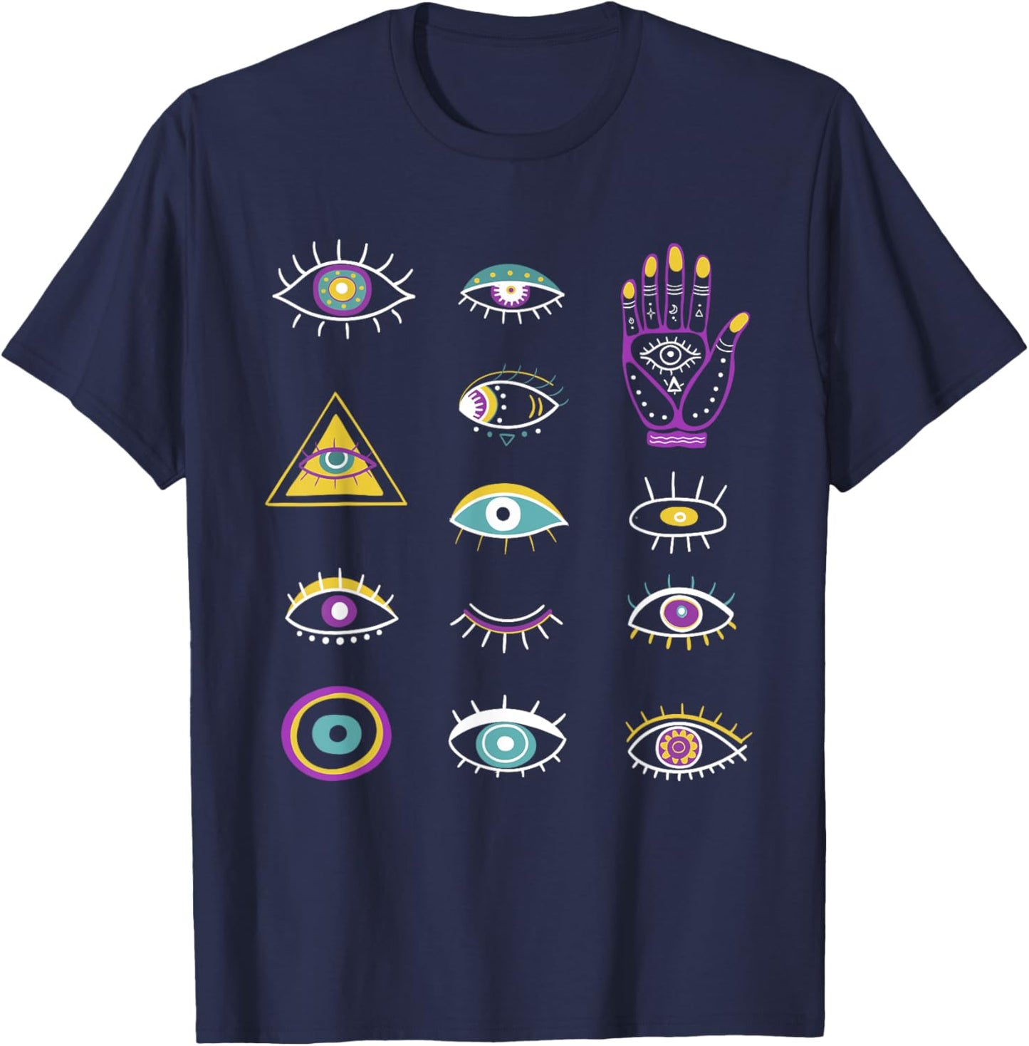 Evil Eye Curse Protection Seeing Eyes Evil Eye Nazar Mati T-Shirt - T-Shirt | Navy