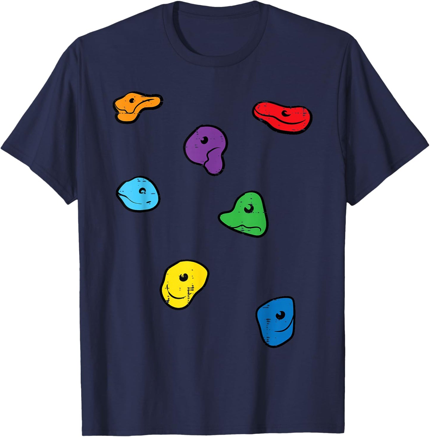 Climbing Holds Wall Rock Climber Bouldering Women Men Kids T-Shirt - T-Shirt | Navy