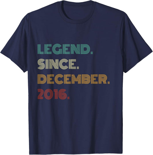 9 Years Old Legend Since December 2016 9th Birthday T-Shirt - T-Shirt | Navy