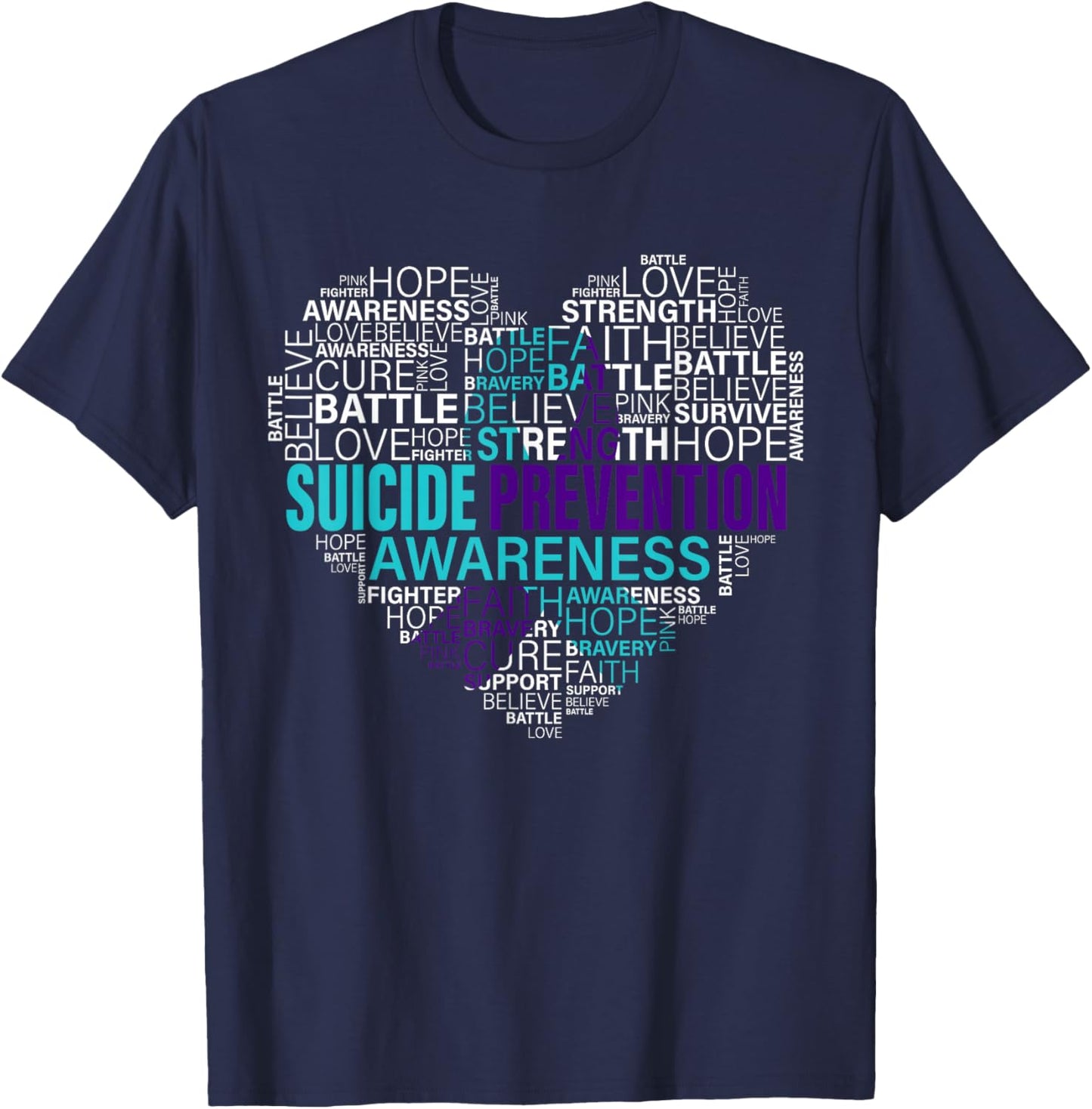 Suicide Prevention Awareness Fight Hope Strong Warriors T-Shirt - T-Shirt | Navy