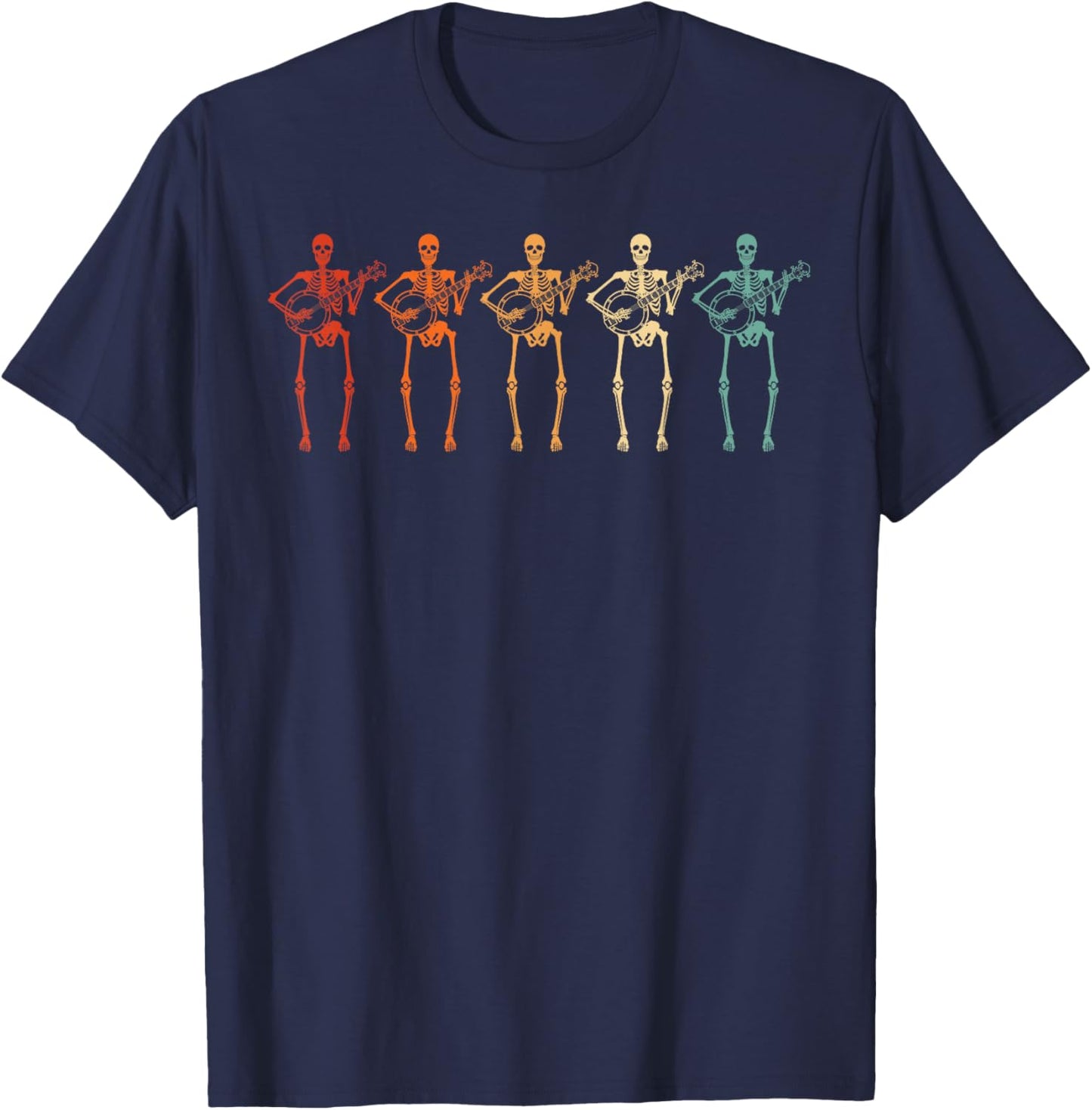 Halloween Skeleton Banjo Player Costume Outfit Musician T-Shirt - T-Shirt | Navy
