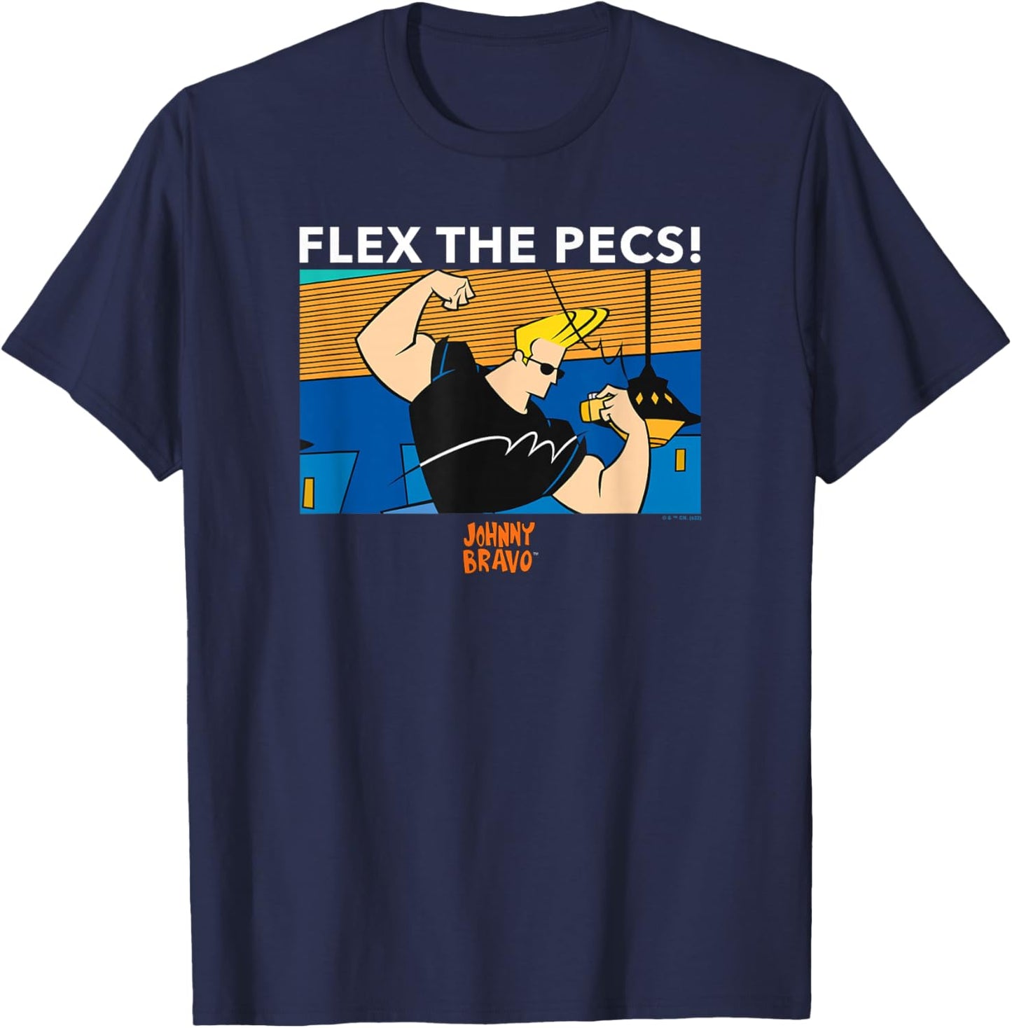 Johnny Bravo Flex The Pecs! Johnny Bravo Poster T-Shirt - T-Shirt | Navy