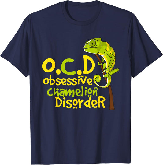Cute Funny OCD Obsessive Chameleon Disorder Gift T-Shirt - T-Shirt | Navy