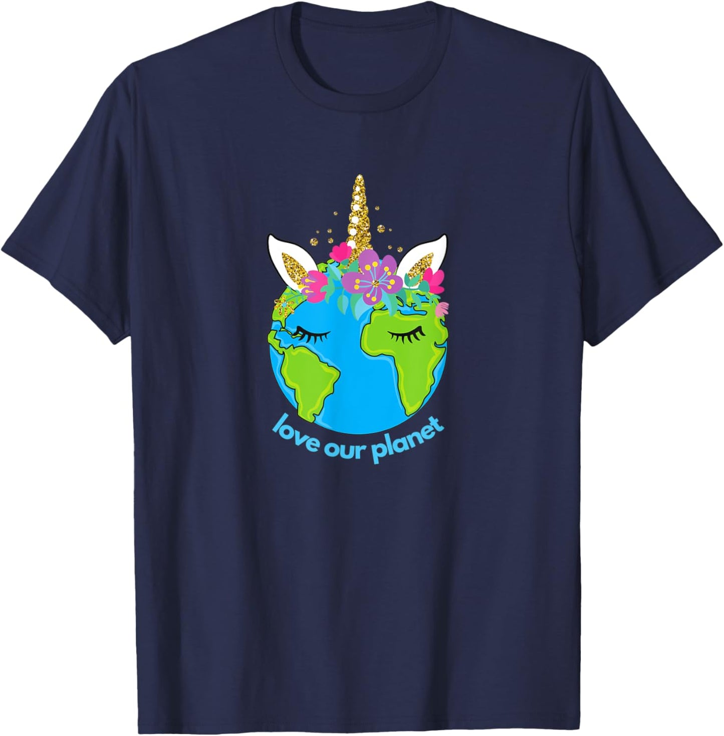 Earth Day 2021 Cute for Toddler Kids Unicorn Face Sleepy T-Shirt - T-Shirt | Navy