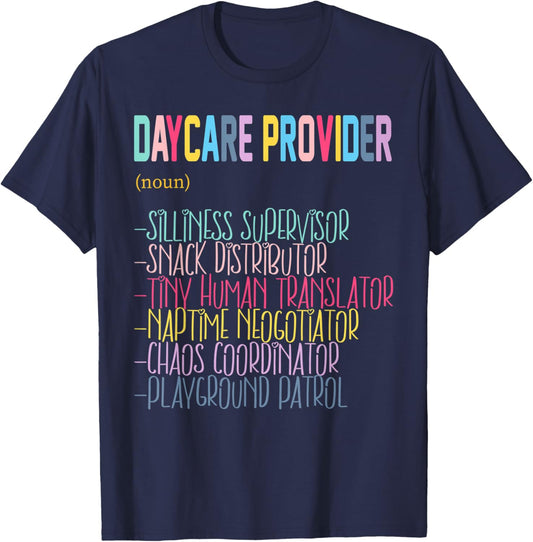Daycare Provider Teachers Childcare Funny Definition T-Shirt - T-Shirt | Navy