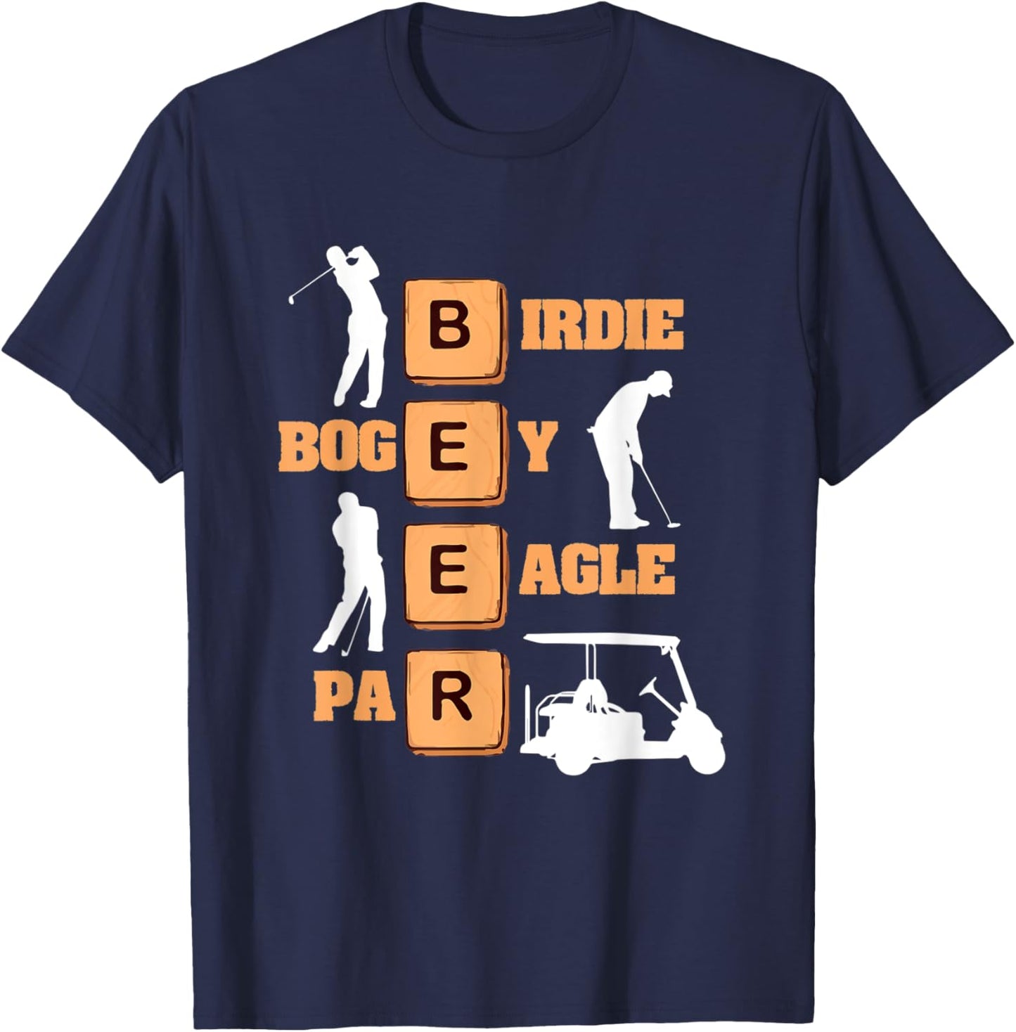 Birdie Bogey Eagle Par Beer Golf Ball Funny Golfer T-Shirt - T-Shirt | Navy